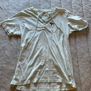 Light blue T with rope v neck